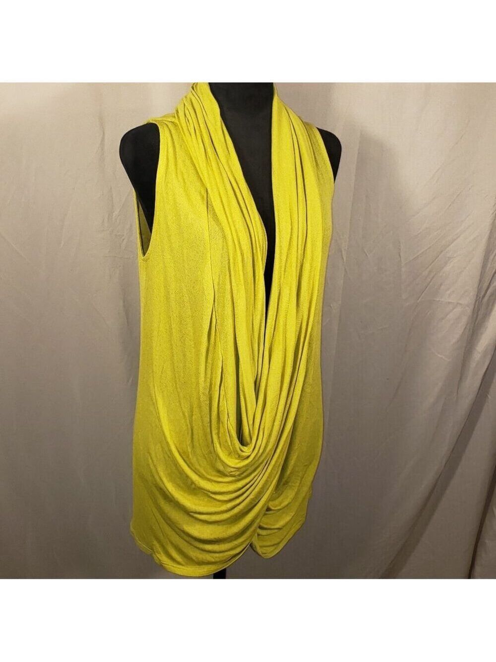 Ginger G Lime Green/Yellow Sleeveless Draped Top, Size One Size